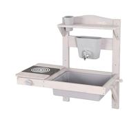 roba Children's Hanging Mud Kitchen - Functional Outdoor Play Kitchen with Water Dispenser & Accessories - Weatherproof Wood - Gray Stained