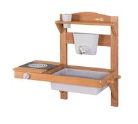 roba Children's Hanging Mud Kitchen - Functional Wooden Outdoor Play Kitchen with Water Dispenser & Accessories - FSC Certified Wood - Natural Look