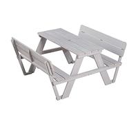 roba Children's Outdoor+ Picnic Seating for 4 with Backrests - Garden children's seating set with 4 seats - Seating group made of weather-resistant wood - Grey