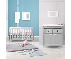 roba Children's Room Set Consists of the "Hamburg" Changing Table and a Height-Adjustable Side/Baby Bed, Colour: Taupe