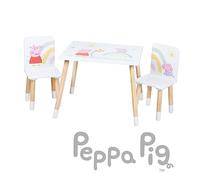 roba Children's Seating Group Peppa Pig - 2 Children's Chairs & 1 Table for Children - Seating Set with Pink Cartoon Motif - Wood White/Natural - from 18 Months...