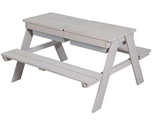 roba Children's Solid Wood Picnic Table With Sand Tub - Weatherproof - Indoor and Outdoor - Grey