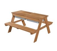 roba Children's Solid Wood Picnic Table With Sand Tub - Weatherproof - Indoor and Outdoor - Teak