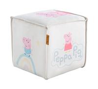 roba Children's Stool in Peppa Pig Design - Seat Cube for Boys & Girls from 18 Months - Load Capacity up to 60 kg - Padded Stool in Beige with Pink Peppa Print