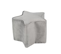roba Children's Stool 'Lil Sofa' - Star Shaped Velvet Ottoman (Silver-Gray)