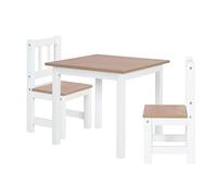 roba Children's Table and 2 Chairs Set Woody - Tabletop and Seats with Wood-Like Appearance - Scratch-Resistant - for Girls & Boys Aged 2 and Above - White