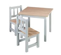 roba Children's Table and 2 Chairs Set Woody - Tabletop and Seats with Wood-Like Appearance - Scratch-Resistant - for Girls & Boys Aged 2 and Above - Grey