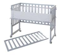 roba Co-Sleeping and Room Bed 3in1 Gray, 'roba Style', for All Parent Bed Heights + Mattress + Nest and Barrier (Grey)