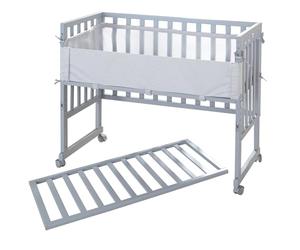roba Co-Sleeping and Room Bed 3in1 Gray, 'roba Style', for All Parent Bed Heights + Mattress + Nest and Barrier (Grey)