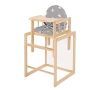 roba Combination high Chair - with Dining Board Convertible to Table & Chair - Seat Padded with Foil 'Little Stars' (Natural Wood)