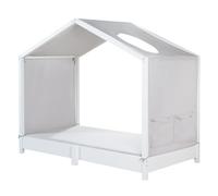 roba Cover for Montessori House Beds 70 x 140 cm - Suitable Accessory for Conversion into Canopy Bed - Includes 3 Storage Pockets & Roof Window - Light Gray