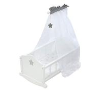 roba Doll Cradle 'Stella', White Lacquered, Including Textile Equipment, Bedding, and Canopy