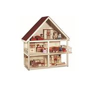 roba Doll's House with Furniture and Dolls, Girls' Toys, Natural Wood, Wood multi-coloured, 1 piece (1 pack)