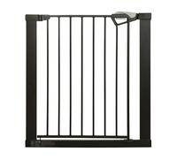 roba easySafe+ Metal Safety gate for Doors and Stairs - Width 75-82 cm - Extendable to 110 cm - TÜV-Certified - Visual Lock Indicator & 90° Stop - No-Drill Install - for Children 0-24 Months - Black