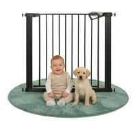 roba easySafe+ Metal Safety gate for Doors and Stairs - Width 75-82 cm - Extendable to 110 cm - TÜV-Certified - Visual Lock Indicator & 90° Stop - No-Drill Install - for Children 0-24 Months - Black