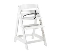 roba Evolutionary White Wooden Sit Up Click High Chair, Adjustable Height with One Click, 3 Point Belt, 6 Months up to 70 kg, with Safety Bar