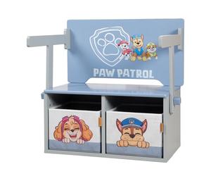 roba Foldable Paw Patrol Bench + 2 Reversible Storage Boxes - To Build into Children's Table - Suitable from 18 Months - Grey/Blue Wood