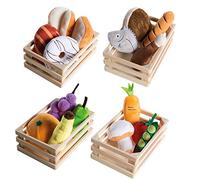 roba Food Groups - 4 Baskets with Accessories for Play Store and Children's Kitchens - Vegetables, Fish, Fruit, Sweets