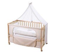 Roba Liebhabär Complete Cosleeping Bed 60 x 120 cm with 4 Brake Wheels - Includes Equipment - Height Adjustable to 6 Levels - Natural Wood