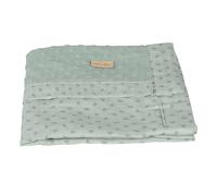 roba Lil Planet Organic Baby Blanket 80 x 80 cm - GOTS and Oeko-TEX Certified - Double Sided - Mini Pompons and Dots - Frosty Green