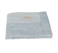 roba Lil Planet Organic Baby Blanket 80 x 80 cm - GOTS and Oeko-TEX Certified - Double Sided - Mini Pompons and Dots - Sky Blue