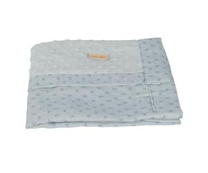 roba Lil Planet Organic Baby Blanket 80 x 80 cm - GOTS and Oeko-TEX Certified - Double Sided - Mini Pompons and Dots - Sky Blue