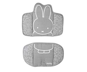 roba Miffy 2-Piece High Chair Cushion - Waterproof and Phthalate Free - Comfortable Seat Reducer - from 6 Months - Rabbit Print - White/Grey