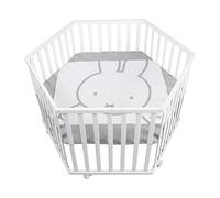 roba Miffy® Hexagonal Playpen Adjustable to 3 Positions with Protective Insert and Brake Castors White