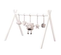 roba Montessori Play Trapezoidal Baby Play and Grip Trainer White Varnished Wooden HxWxD: 56 x 69 x 49.5 cm with Play Set Style Grey'