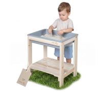 roba Outdoor + “Tiny” Play Table with Play Tub - Weather-Resistant Sand & Mud Table Made of Solid Wood - Garden Furniture for Children - from 18 Months - Natural Untreated