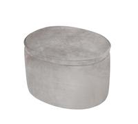 roba Oval Children's Storage Ottoman 'Lil Sofa' - Comfy Kid's Pouf with Velvet Upholstery (Silver-Gray)
