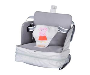 roba Peppa Pig Booster Seat - Inflatable seat with Raised Side Panels - Mobile Booster for Children & Toddlers - for Home and on the go - Gray/Pink