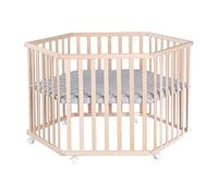 roba Playpen Hexagonal 'Cosiplay' - Organic Beech - Incl. Protective Insert 'roba Style Grey'