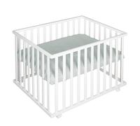 roba Rectangular Playpen 'roba Style' - in reen Inlay and Castors with Brakes - Baby Crawling Yard (White)