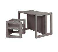 roba Reversible Children's Table & Chair Set - 3 Seat Heights - Convertible Table into Bench - 9 Months to 10 Years - Anthracite Lacquered Wood