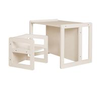 roba Reversible Children's Table & Chair Set - 3 Seat Heights - Convertible Table into Bench - 9 Months to 10 Years - Beige/Cashmere Lacquered Wood