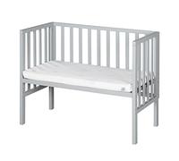 roba Safe Asleep® 2-in-1 Bedside Crib, 45 x 90 cm, Height-Adjustable, Complete Set with Mattress and Canvas Barrier, Taupe/Grey