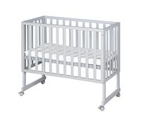 roba Safe Asleep® 3-in-1 Bassinet & Bedside Crib, 45 x 90 cm, Height-Adjustable, Complete Set with Mattress and Canvas Barrier, Baby Bed Set, Taupe/Grey