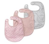 roba Set of 3 Lil Planet Organic Cotton Adjustable Baby Bibs - 23 x 30 cm - GOTS and Oeko-TEX Certified - Button-Down - Pink/Mauve