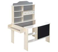 roba Shops Natural Wood White/Grey Painted 4 Drawers Clock Board Counter & Side Counter Multicoloured