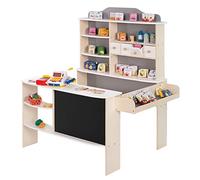 roba Shops with Accessories, Natural, White/Grey, 4 Drawers, Clock, Blackboard, Counter & Side Counter