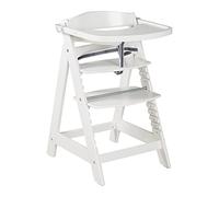 roba Wooden Adjustable Highchair 'Sit Up Click & Fun' - Grow-Along Highchair for Babies and Children with Food Tray and Safety Bar + Click Lock (White)