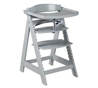 roba Wooden Adjustable Highchair 'Sit Up Click & Fun' - Grow-Along Highchair for Babies and Children with Food Tray and Safety Bar + Click Lock (Taupe)