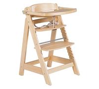 roba Wooden Adjustable Highchair 'Sit Up Click & Fun' - Grow-Along Highchair for Babies and Children with Food Tray and Safety Bar + Click Lock (Natural)