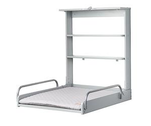 roba Wall-Mounted Changing Table with Changing Mat, Style Grey - Foldable Space-Saving Baby Changing Shelf with 2 Storage Compartments, Taupe Wood