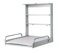 roba Wall-Mounted Folding Changing Table in Taupe Lacquered Wood + Water-Repellent Changing Mat "roba Style Grey" - 2 Practical Shelves - Supports up to 15 kg - Space-Saving