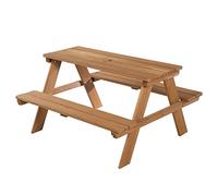 roba Wooden Children's Outdoor Table 'Picknick for 4' - Picnic Table With 2 Benches and 1 Table - Indoor and Outdoor - Weatherproof - Teak