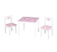 roba Wooden Children's Play Table and Chair Set 'Krone' with 2 Chairs and 1 Table - Princess Theme (Pink)