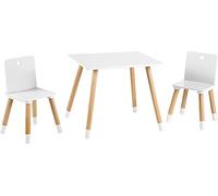 roba Wooden Children's Play Table and Chair Set with 2 Chairs and 1 Table (White)