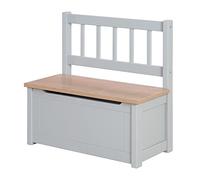 roba Wooden Toy Storage Bench for Children Woody - Scratch-Resistant - with Soft-Close Safety Hinge - from 18 Months - White/Natural Look